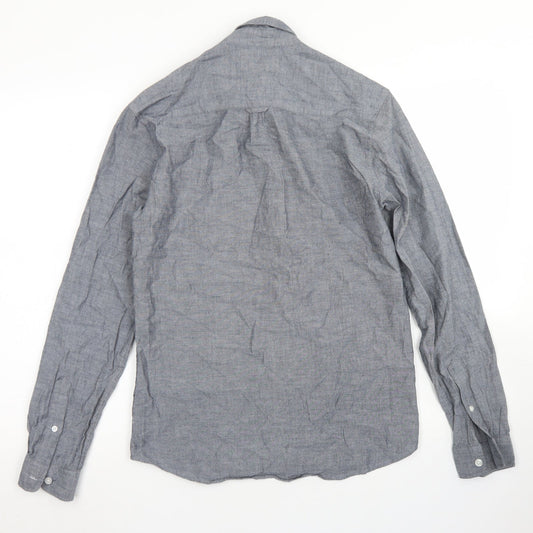 Mens UK Size XS Cedar Wood State Grey Button-Up Long Sleeve Casual Shirt