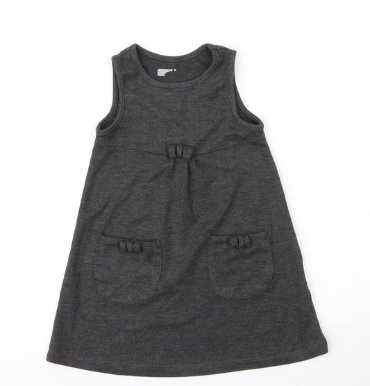 Lily & Dan Girls Grey Viscose A-Line Size 3 Years Round Neck