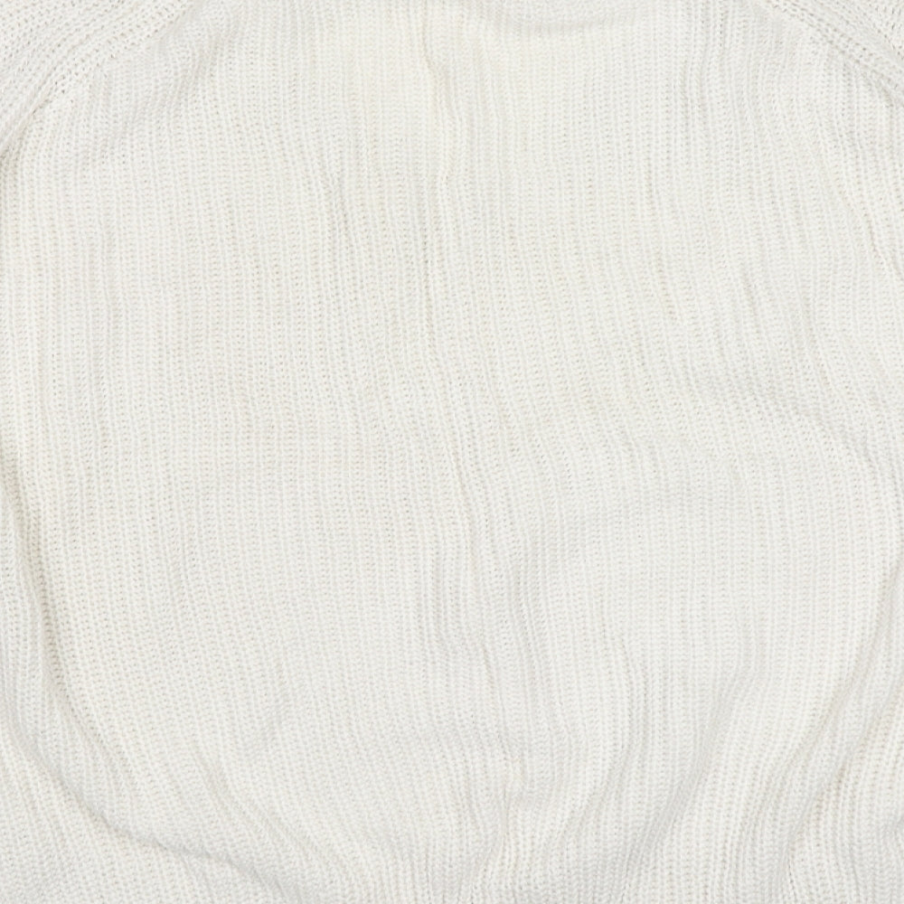 TU Womens Ivory V-Neck Cotton Pullover Jumper Size 12