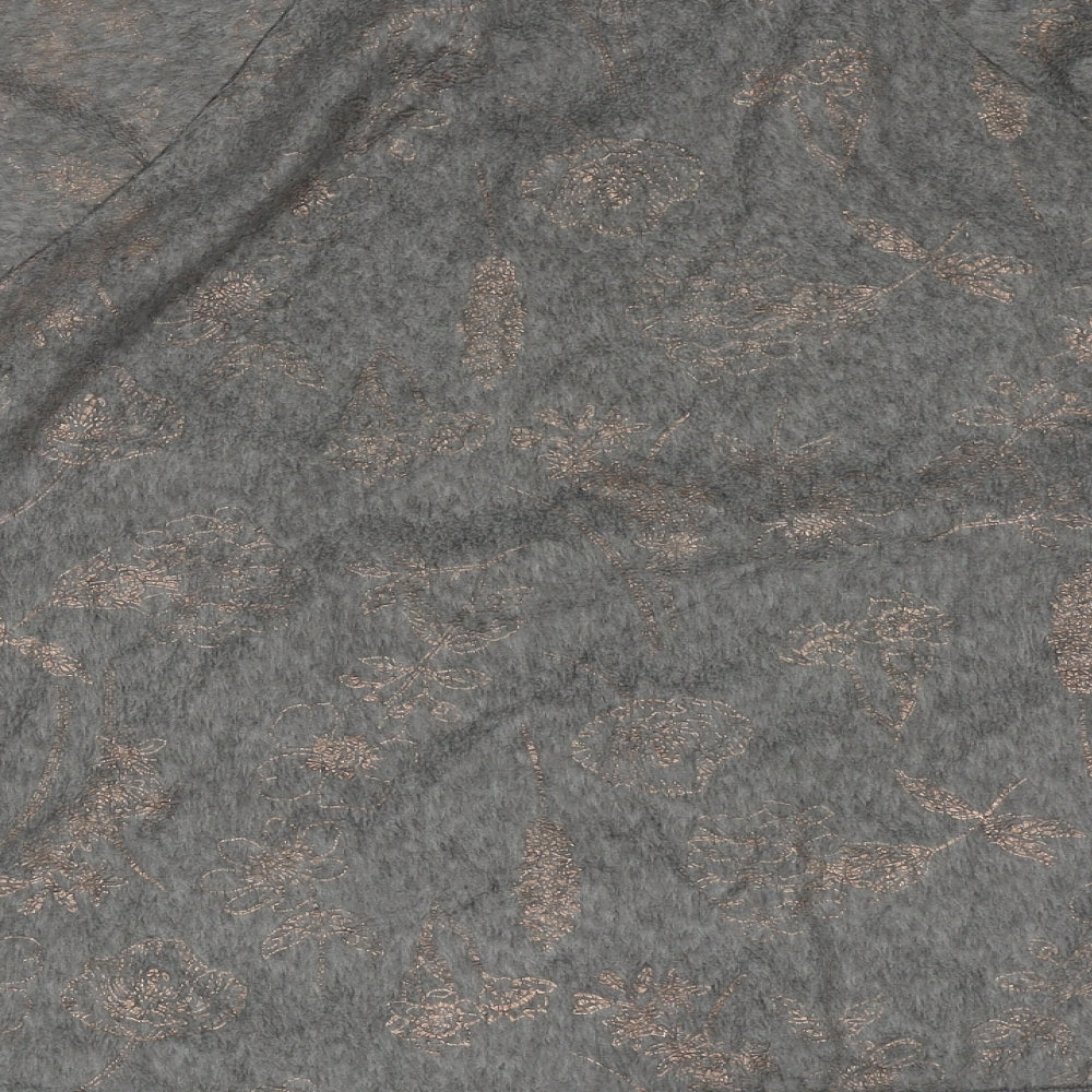 F&F Womens Grey Round Neck Floral Polyester Pullover Jumper Size M