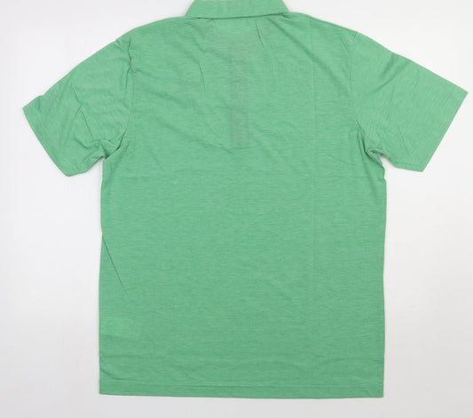 James & Nicholson Mens Green Polyester Polo Size L Collared Button