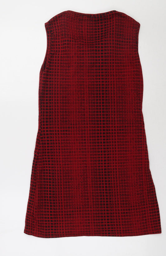 Select Womens Red Check Polyester Bodycon Size 10 Crew Neck Pullover