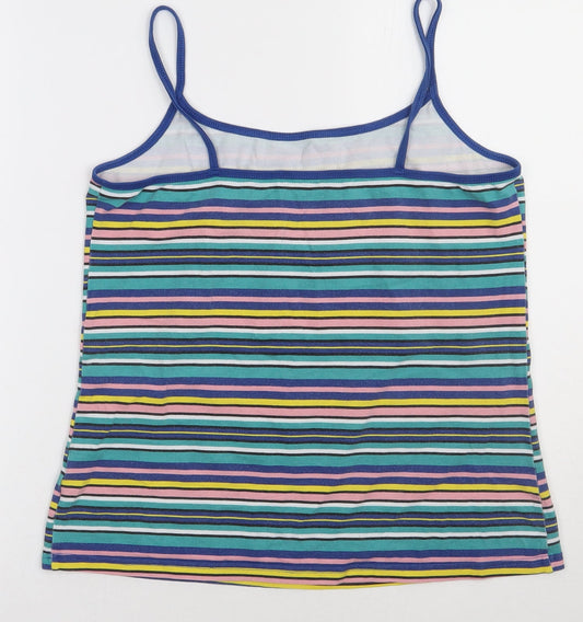 Matalan Womens Multicoloured Striped Cotton Basic Tank Size 16 Scoop Neck
