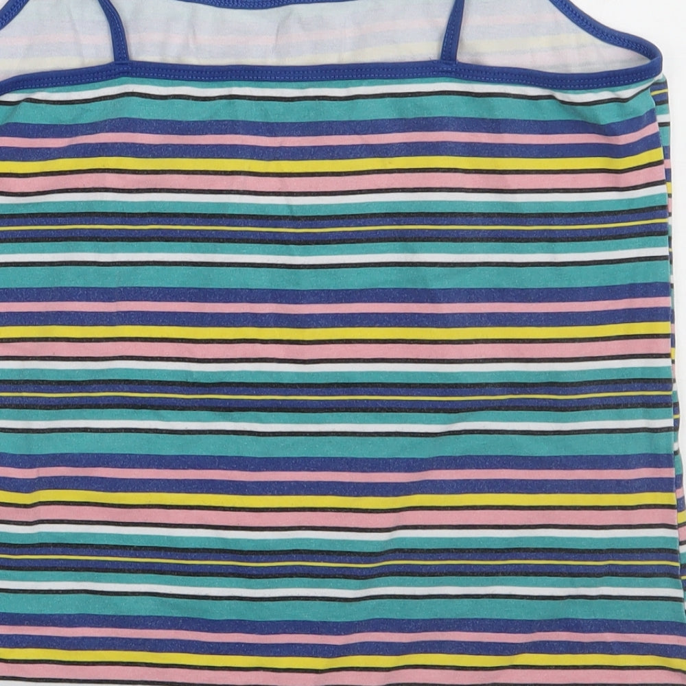 Matalan Womens Multicoloured Striped Cotton Basic Tank Size 16 Scoop Neck