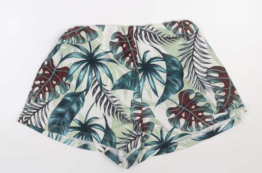 ASOS Womens Green Geometric Polyester Sweat Shorts Size 8 L3 in Regular