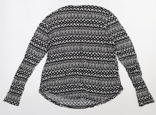 H&M Womens Black Geometric Viscose Pullover Sweatshirt Size L Pullover