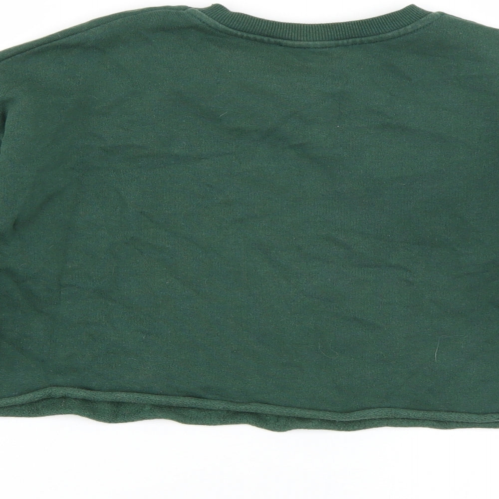 Brand and care label for Primark women’s green cotton pullover sweatshirt, size UK 6, pullover - ti amo