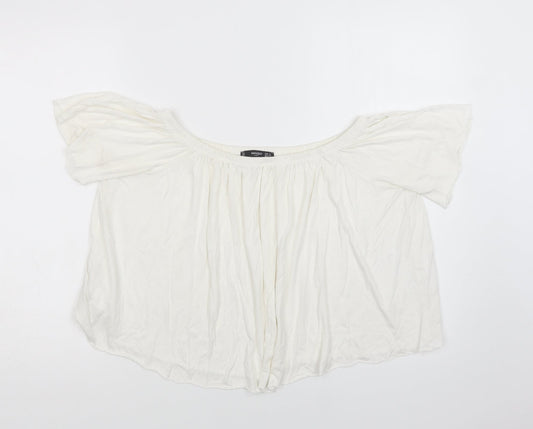Womens UK Size S Mango White Cropped Blouse