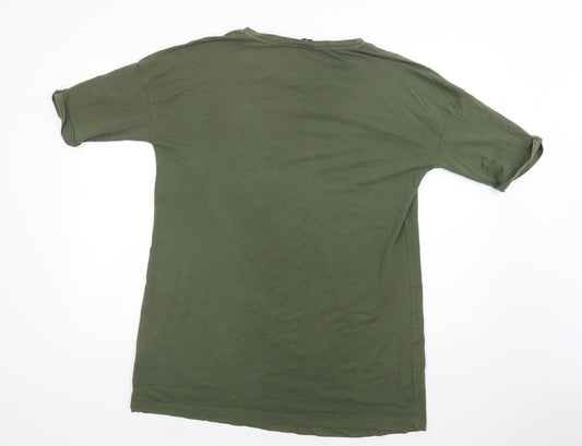 Very Womens Green Cotton T-Shirt Dress Size 16 Crew Neck