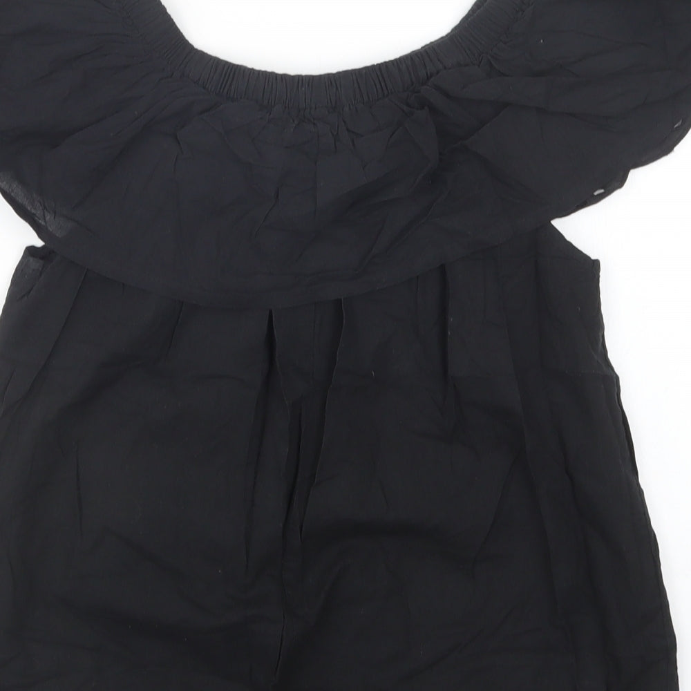 Primark Womens Black Cotton Basic Blouse Size 8 Off the Shoulder