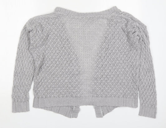 Boohoo Womens Grey V-Neck Acrylic Cardigan Jumper Size M