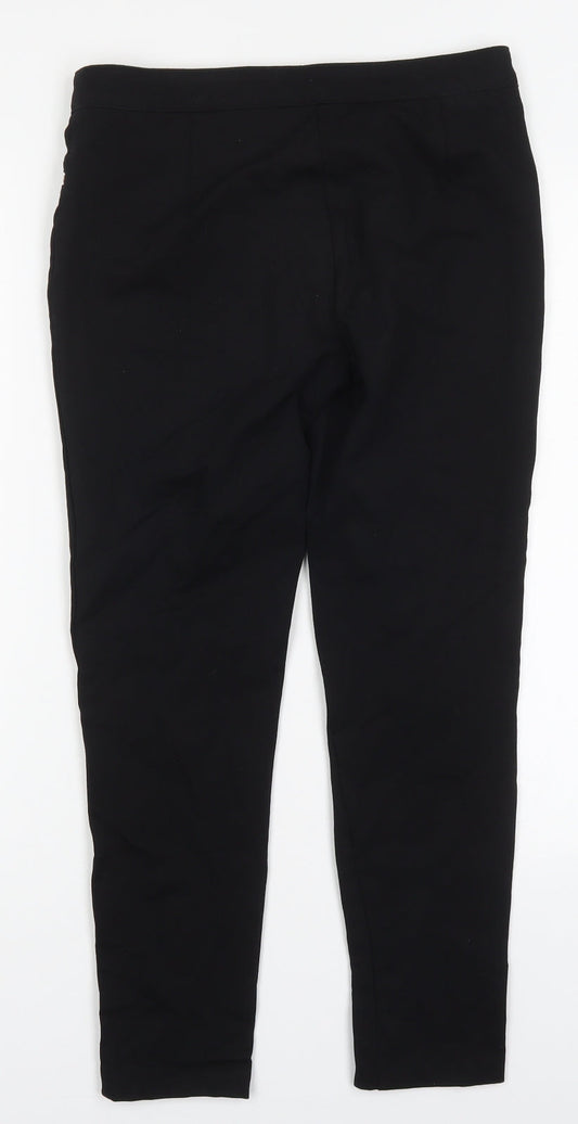 F&F Womens Black Viscose Trousers Size 8 L24 in Regular Hook & Eye