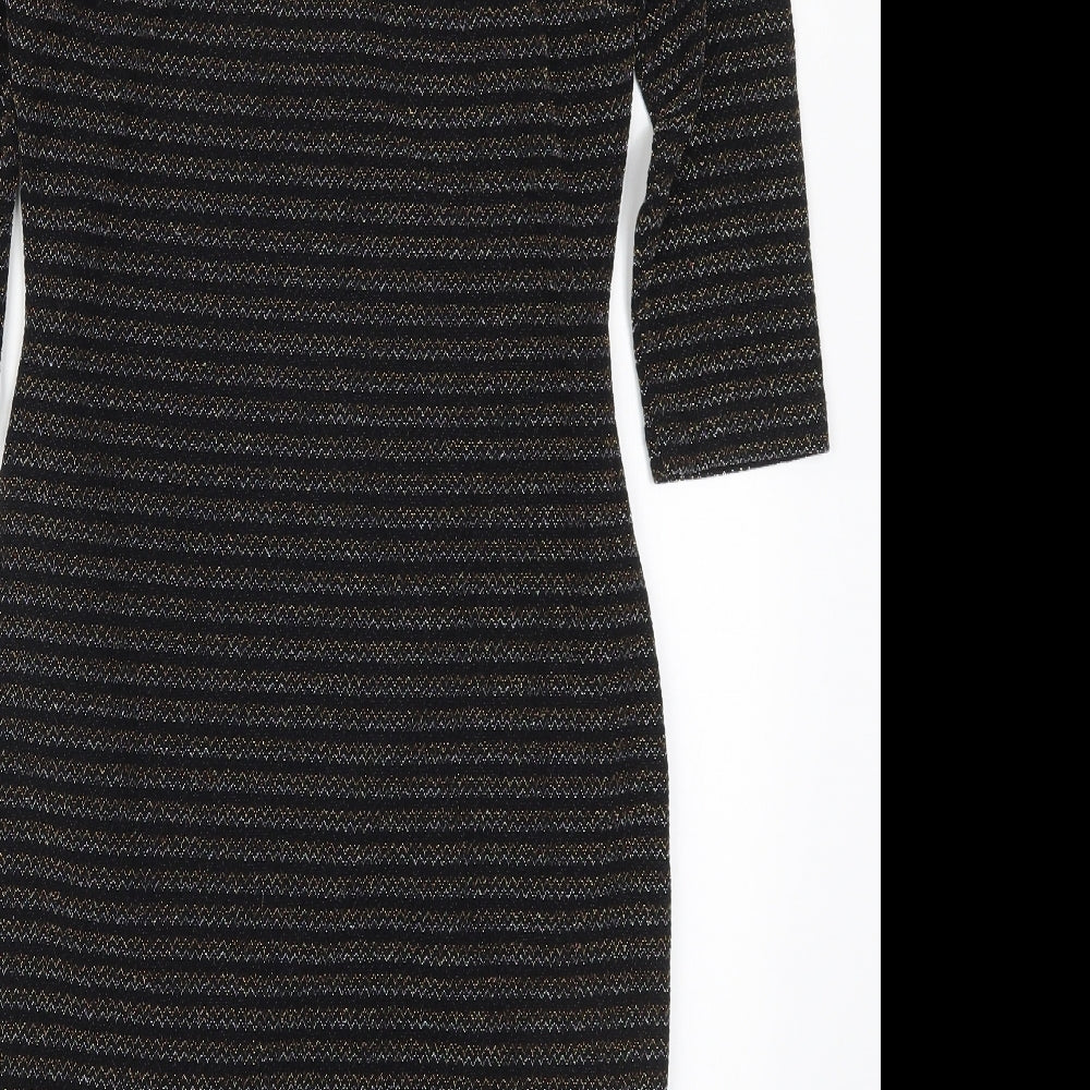 George Womens Multicoloured Striped Nylon Bodycon Size 10 Scoop Neck Pullover