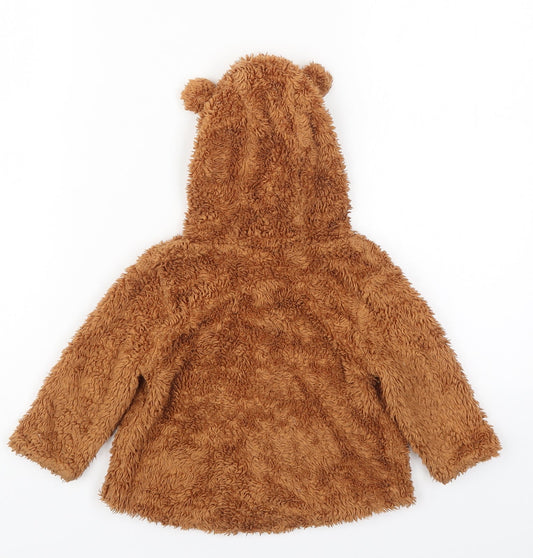 NEXT Baby Brown Jacket Size 9-12 Months Button - Ears on Hood