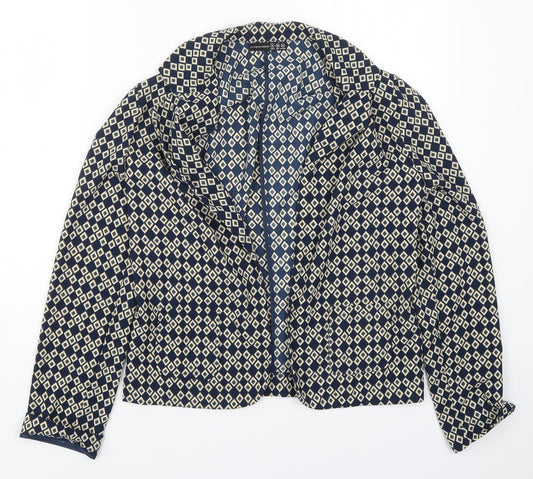 Atmosphere Womens Blue Geometric Jacket Size 8
