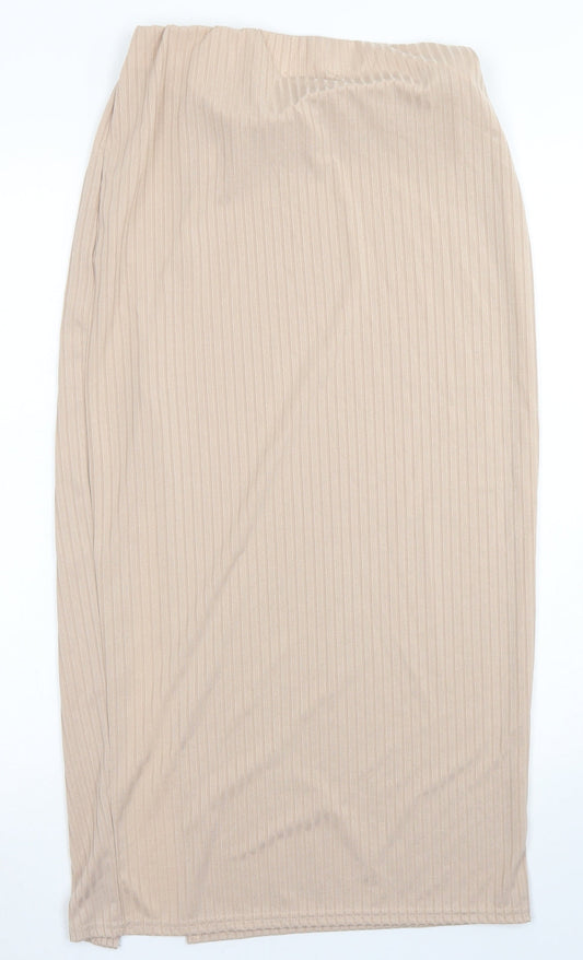 Back view of I SAW IT FIRST women’s brown polyester bandage skirt, size UK 12