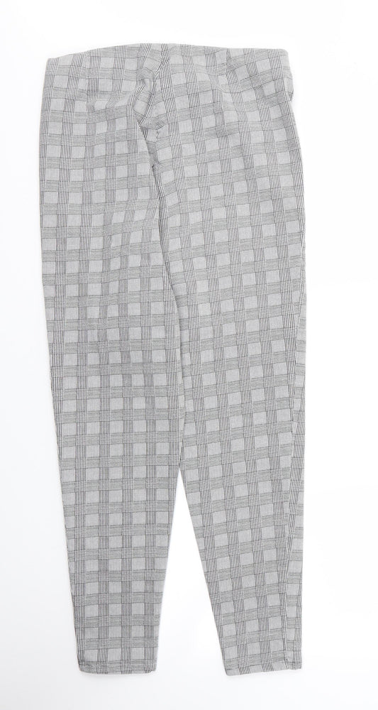George Womens Grey Houndstooth Cotton Carrot Trousers Size 14 L26 in Regular