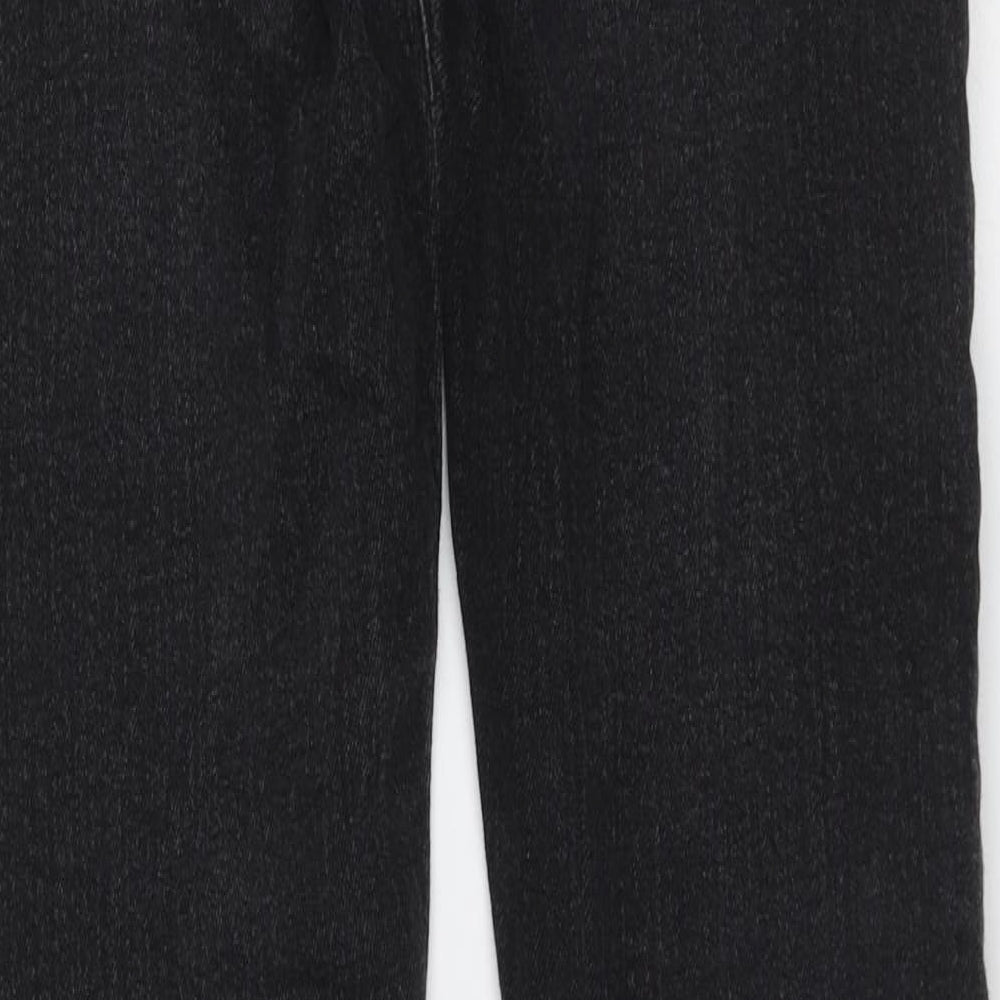 Brand and care label for ASOS women’s grey cotton skinny jeans, size UK 28, in, 29-inch leg extra-slim zip