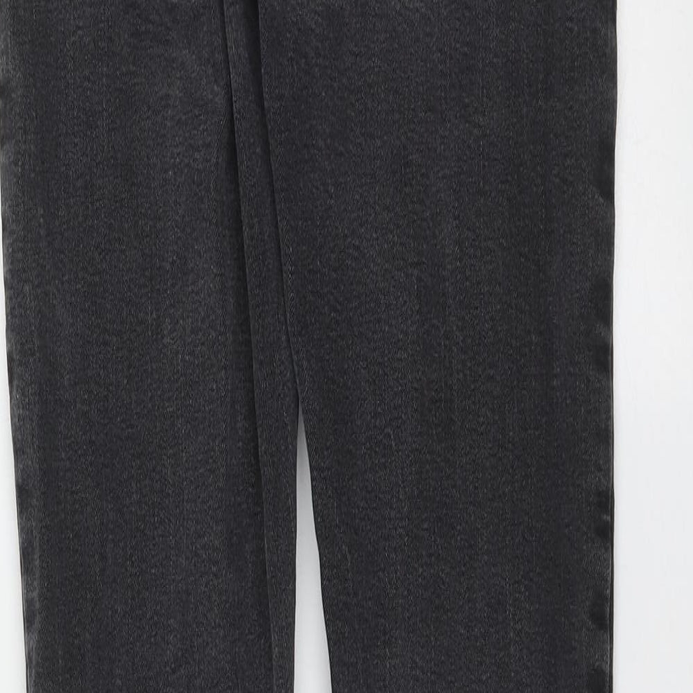 Brand and care label for ASOS women’s grey cotton skinny jeans, size UK 29, in, 29-inch leg extra-slim
