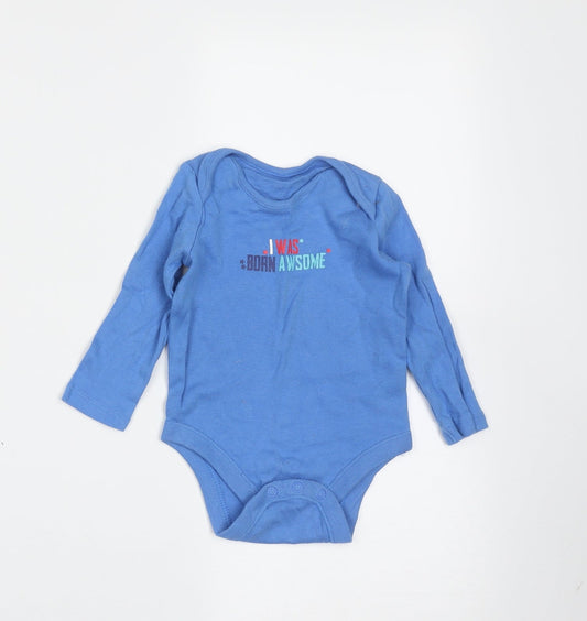 F&F Boys Blue Cotton Babygrow One-Piece Size 6-9 Months - born awesome