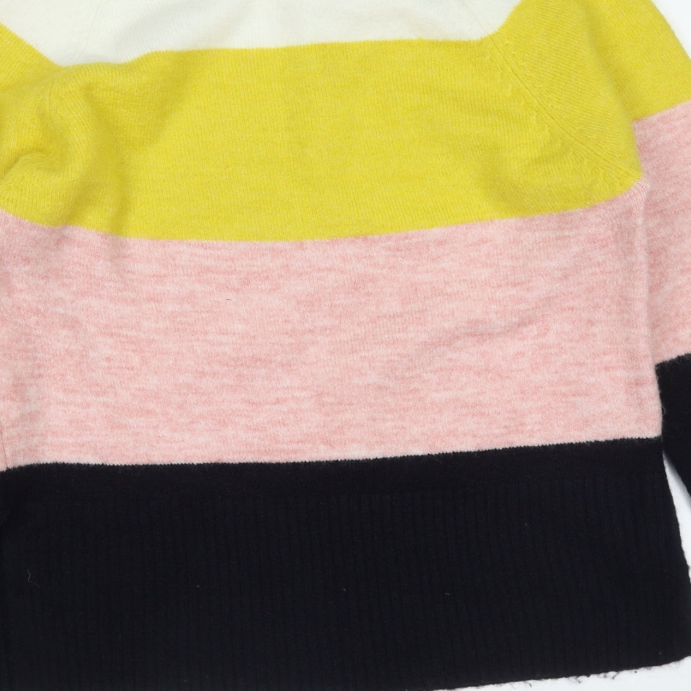F&F Womens Multicoloured Round Neck Striped Acrylic Pullover Jumper Size 8