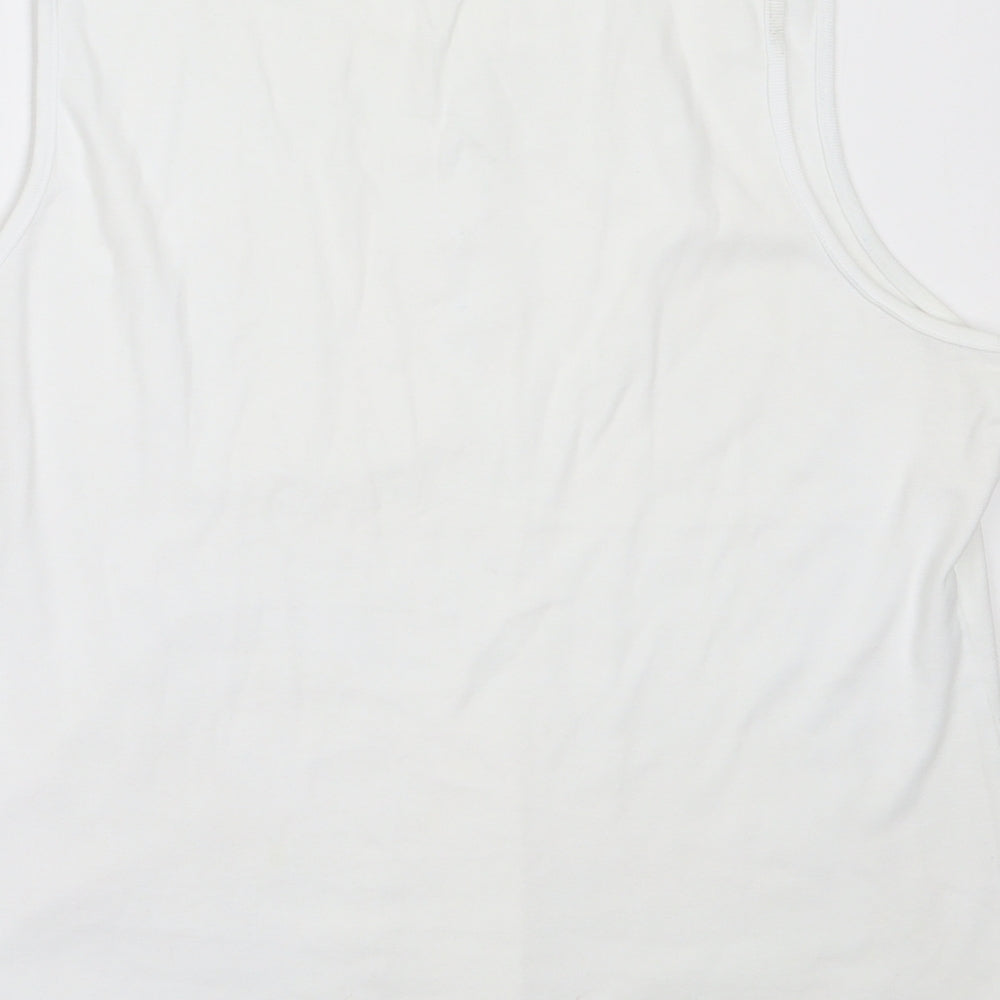 Womens UK Size L BM White Basic Tank