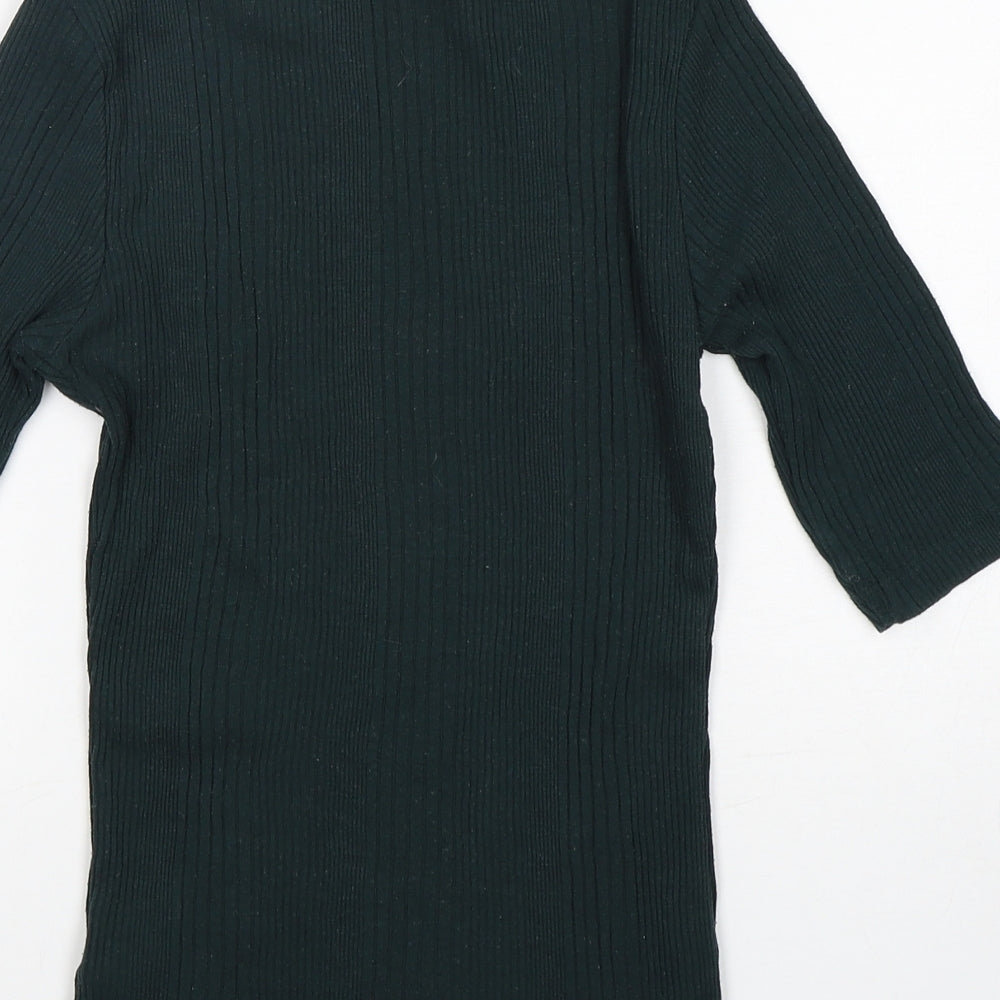 New Look Girls Green Polyester Basic T-Shirt Size 8 Years Round Neck