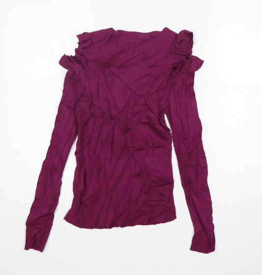 FOREVER 21 Womens Purple Round Neck Cotton Pullover Jumper Size L