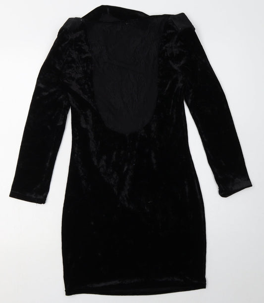 COTTON CLUB Womens Black Polyester Bodycon Size 8 Boat Neck Pullover