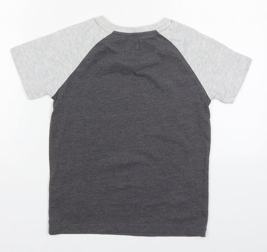 Nutmeg Boys Grey Cotton Basic T-Shirt Size 7-8 Years Crew Neck Pullover