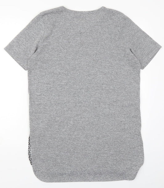 Womens UK Size 10 River Island Grey Basic T-Shirt