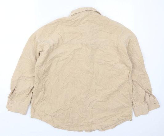 Womens UK Size XS H&M Beige Basic Button-Up