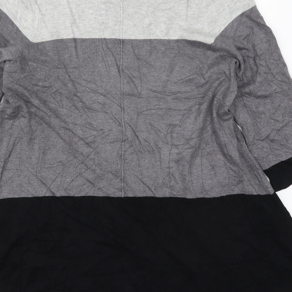 Brand and care label for George women’s grey round neck striped viscose jumper, size UK 14