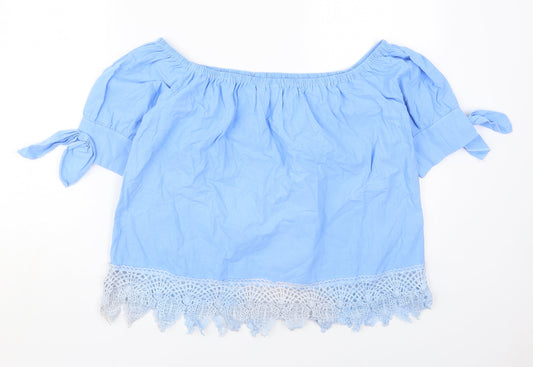 Womens UK Size 2XL Fashion Blue Basic Blouse