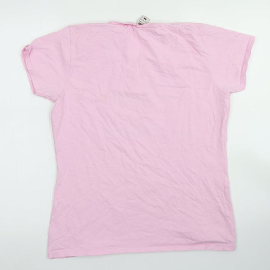 Womens UK Size L Fruit of the Loom Pink Basic T-Shirt