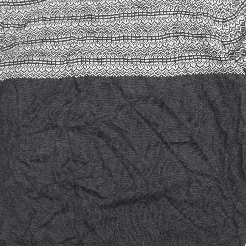Oak Valley Mens Grey Crew Neck Fair Isle Acrylic Pullover Jumper Size M