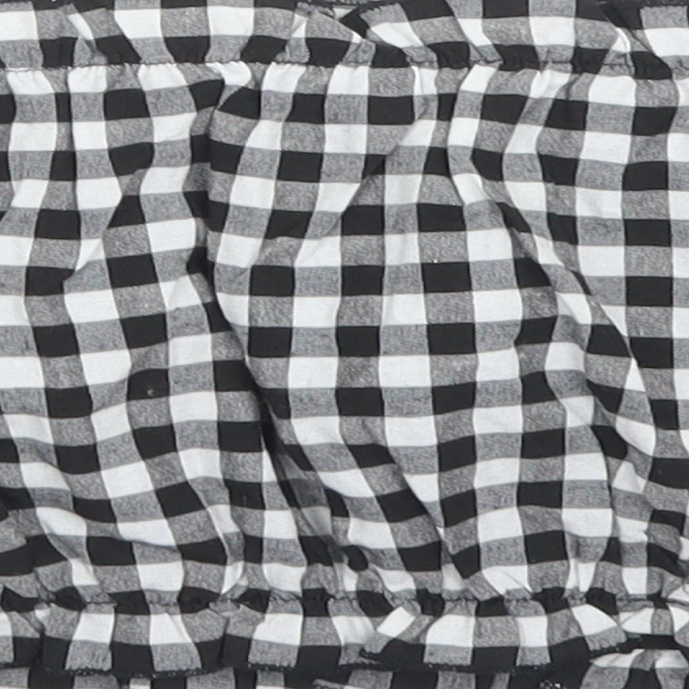 SheIn Womens Black Check Polyester Cropped Blouse Size L Off the Shoulder - Bandeau