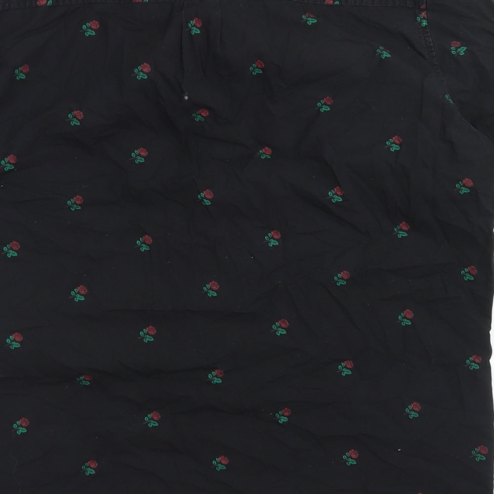 Mens UK Size L Moah Black Button-Up Short Sleeve Casual Shirt