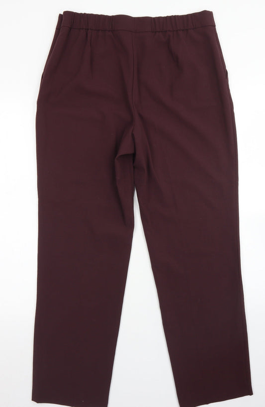 Classic Womens Purple Polyester Dress Pants Trousers Size 14 Regular Zip