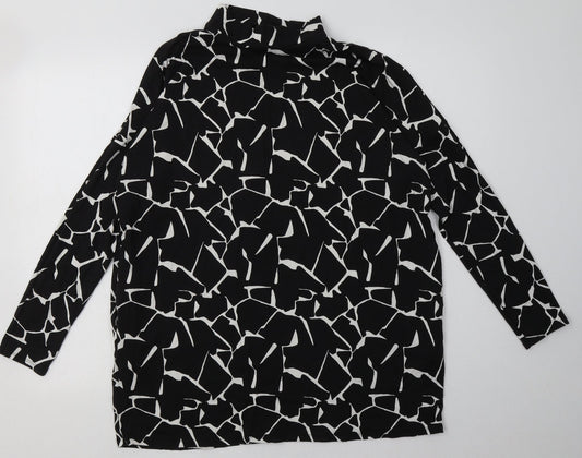 Additional front view of Capsule women’s black geometric cotton a-line, size UK 14, halter pullover