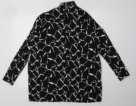 capsule Womens Black Geometric Cotton A-Line Size 14 Halter Pullover