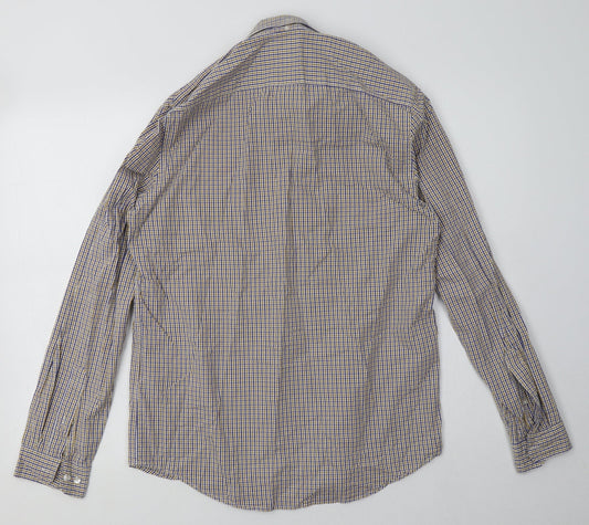 NEXT Mens Yellow Check Cotton Polo Size S Collared Button