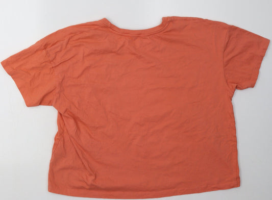 Peacocks Womens Pink Cotton Cropped T-Shirt Size 18 Crew Neck