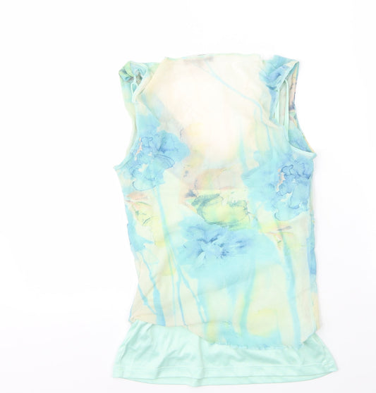 Coast Womens Blue Nylon Basic Blouse Size 10 V-Neck