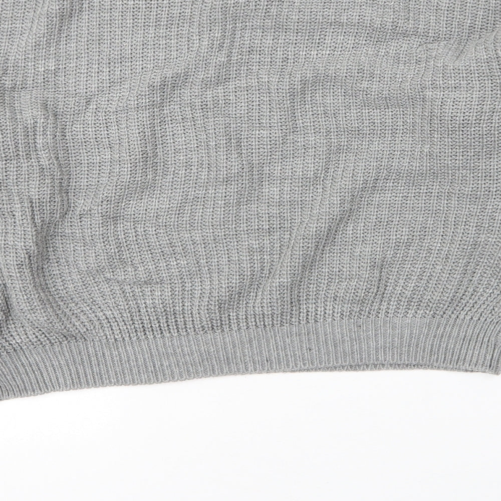 Boohoo Womens Grey Mock Neck Acrylic Pullover Jumper Size S