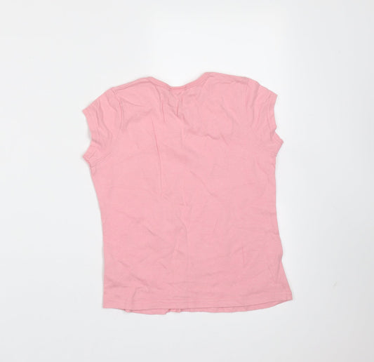 NEXT Girls Pink Cotton Basic T-Shirt Size 9 Years Round Neck - monkey