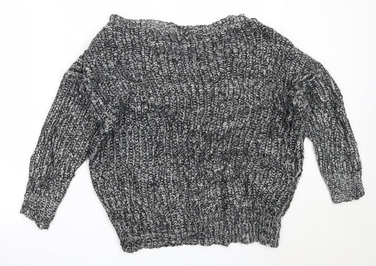 SheIn Womens Black Round Neck  Acrylic Pullover Jumper One Size