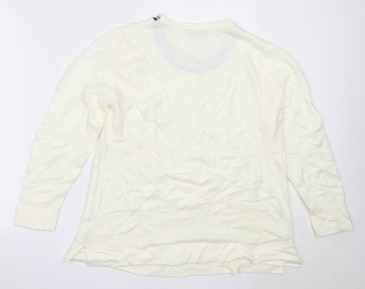 TIGI Womens Ivory Round Neck Acrylic Pullover Jumper Size 18