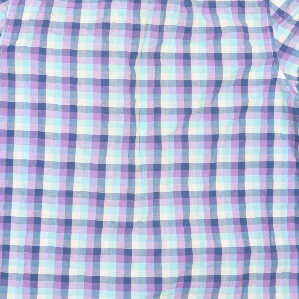 F&F Mens Blue Check Cotton Button-Up Size M Collared