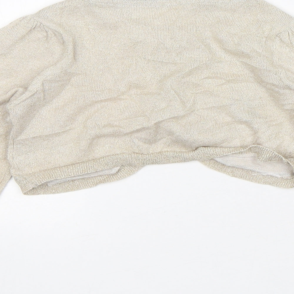 Mothercare Girls Beige Round Neck Cotton Cardigan Jumper Size 5-6 Years